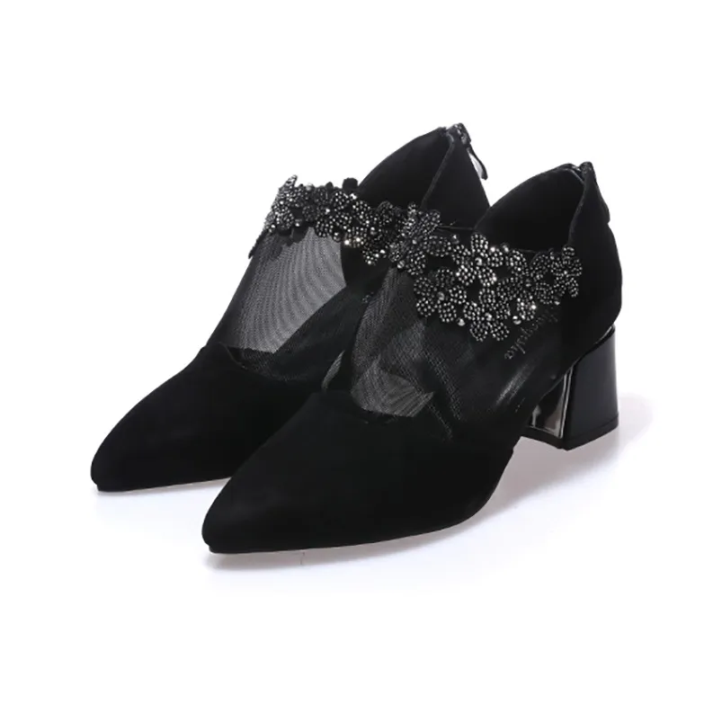Devanro Chunky Heel High Heels 5.0cm Women's Black-1