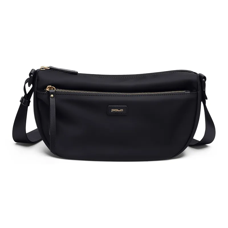 POLO Fabric Crossbody Bags Shoulder Bags Women's Milk Tea Apricot/Classic Black-5