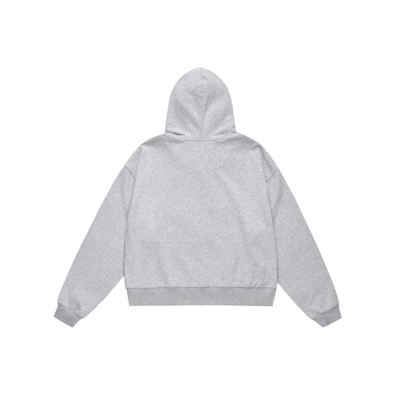 MAD WITCH Gray Hoodie Vintage Casual Boxy Cropped Loose Fit Coat Unisex-1