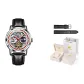 Black Leather Natural Red Circle Men's