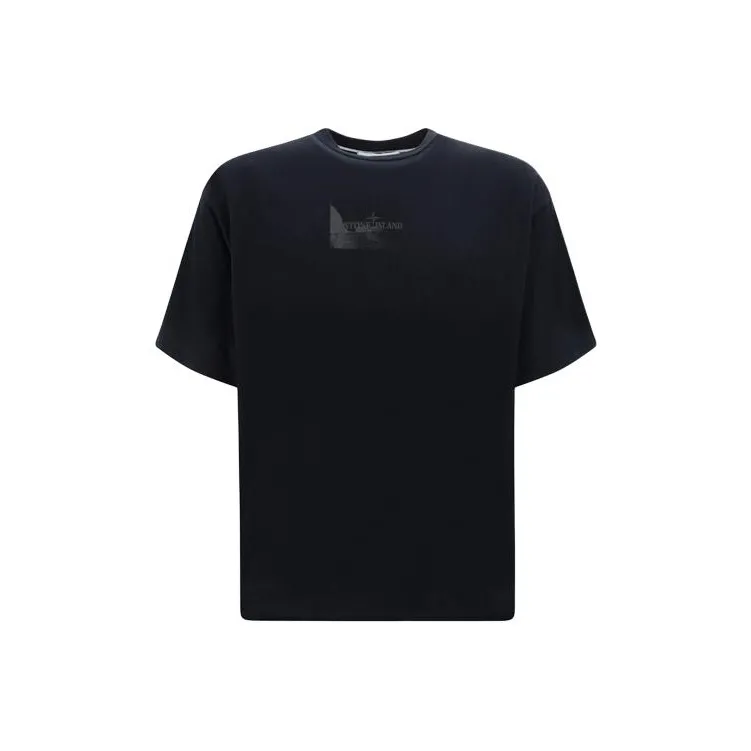 STONE ISLAND Logo print Cotton T shirt-0