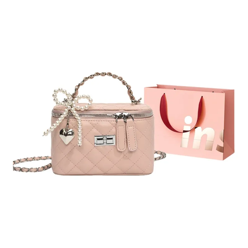 WHEELY BABY+ PU Box Bag Handbag Shoulder Bag Crossbody Bag Women's Black Yellow White Pink Pearl White Pearl Pink-10