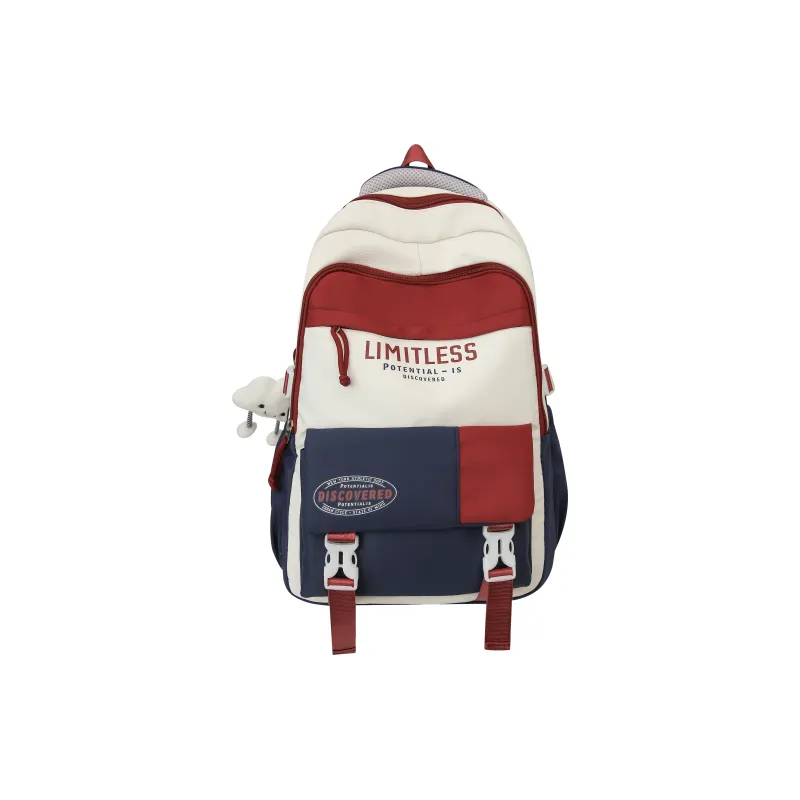 Deli Bear Nylon Backpack Unisex Black/Red & Blue/Pink & Blue/Blue & Red/Gray & Khaki-9