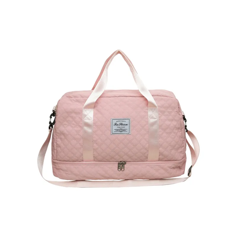 Deli Bear Nylon Fabric Shoulder Bag Large Size Unisex Black/White/Gray/Pink-3