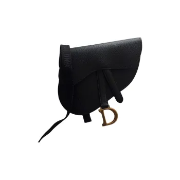 DIOR Saddle Cow Leather Saddle Bag Crossbody Bag Waist Small Size Unisex Black