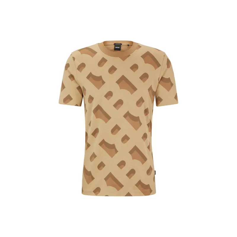 HUGO BOSS Monogram jacquard Short sleeve T shirt-0