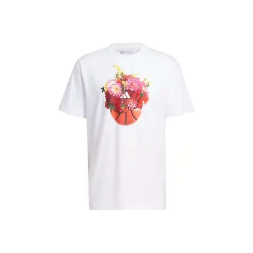 Adidas Floral Hoops Graphic Tee T Shirt Men's White