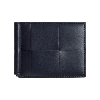 Bottega Veneta CASSETTE Cow Leather Wallet Men's Space Blue/Sapele Red