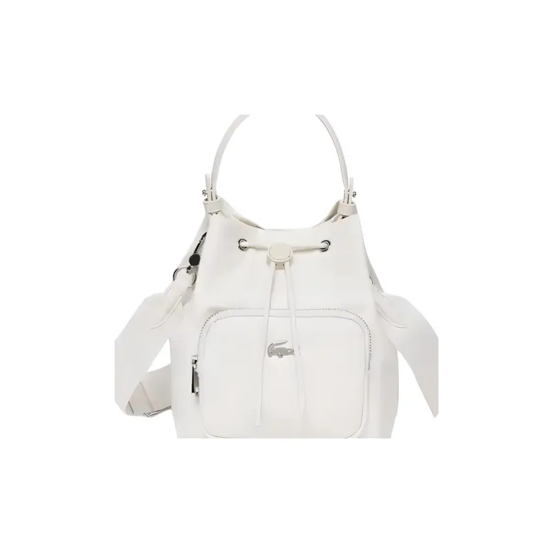 LACOSTE Nylon Bucket Bag Portable Crossbody Bag Shoulder Bag Women's White-4