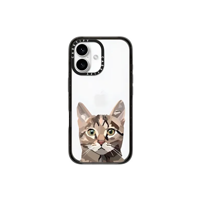 CASETIFY PC Material Impact Resistant Big Face Cat Phone Cases Compatible With IPhone 16 Collection Minimalist-0