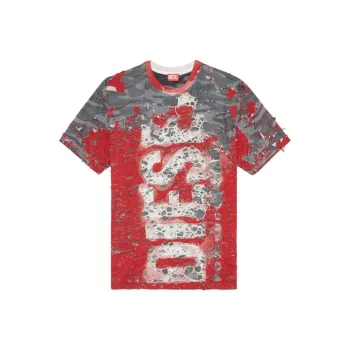 DIESEL T Box Peel Logo Printed Distressed T Shirt