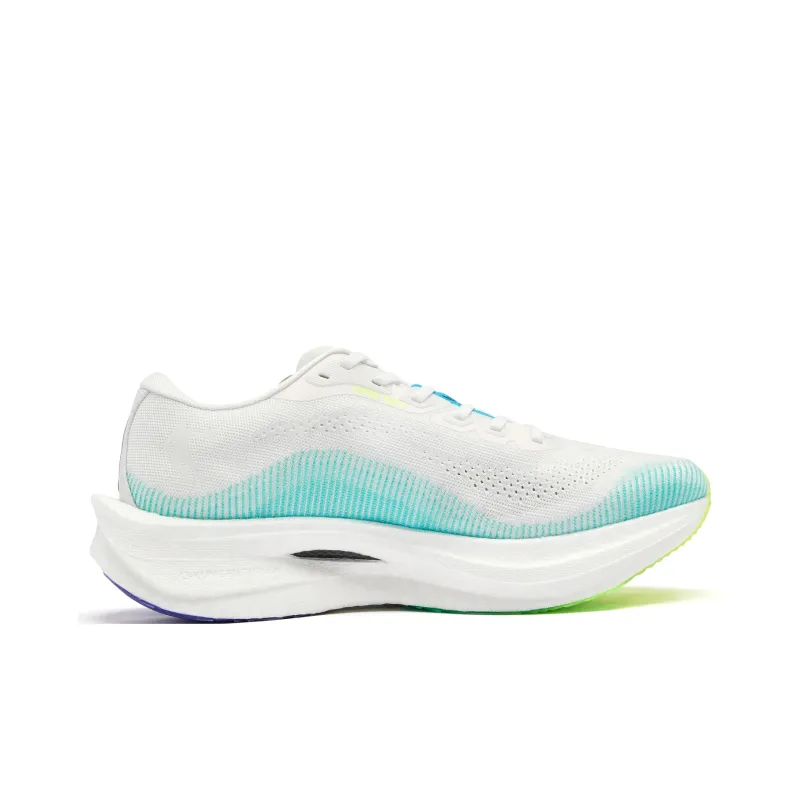 QIAODAN Strong Wind 3.0 PRO Cushioned Slip Resistant Abrasion Resistant Low Top Sprint Running Shoes Men's White Green-1