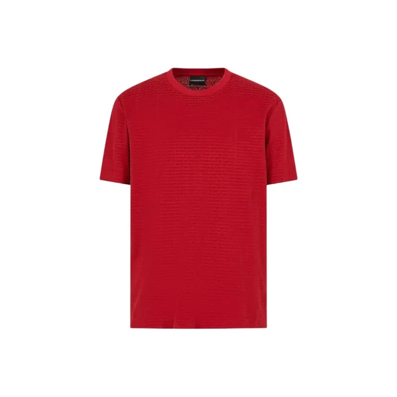 EMPORIO ARMANI Asv Lyocell blend Jersey T shirt With All over Flocked Logo Lettering-8
