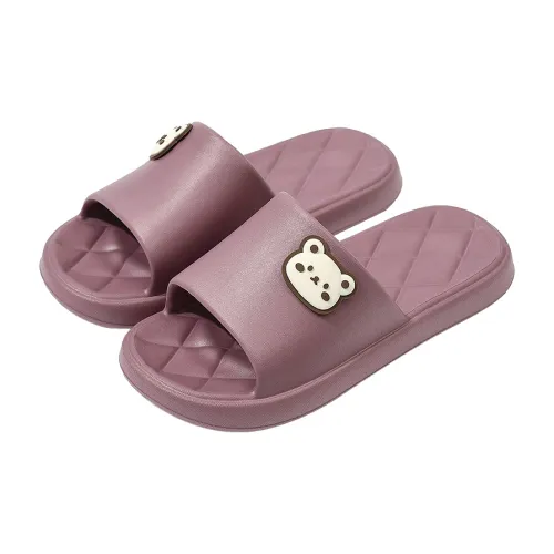 Foot Recreation Cute Bear Slippers, Summer Platform Indoor Home Bathing Slip Resistant Soft Sole Couple
