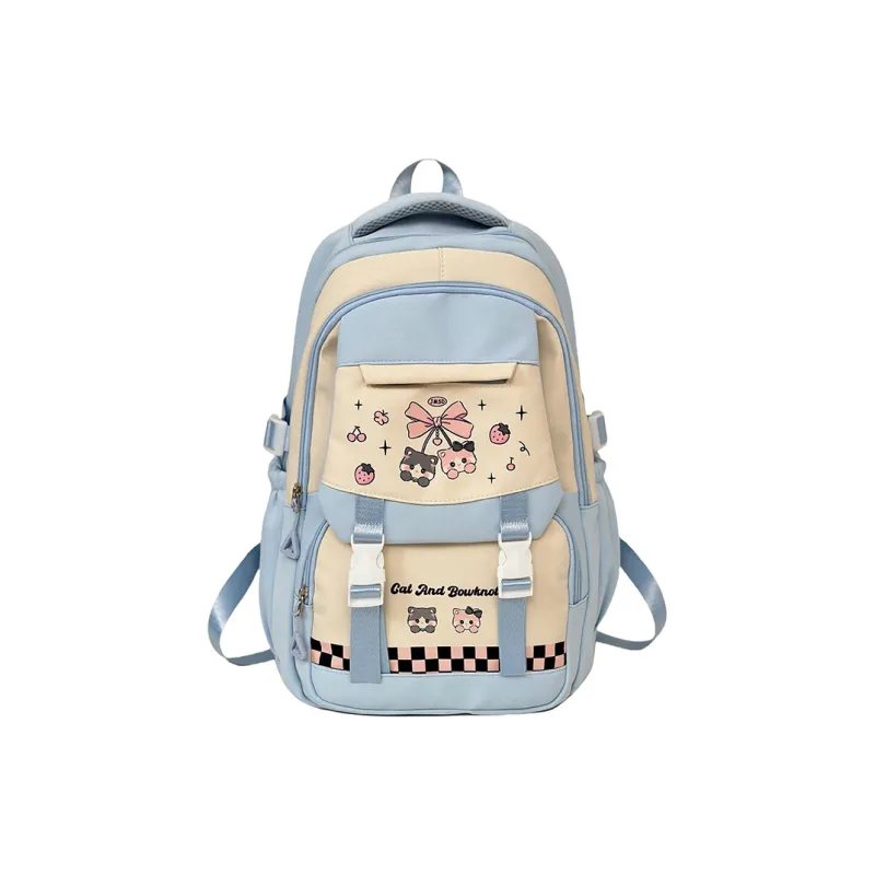 Deli Bear Nylon Backpack Women's Pink/Blue/Black/Yellow/Purple-5