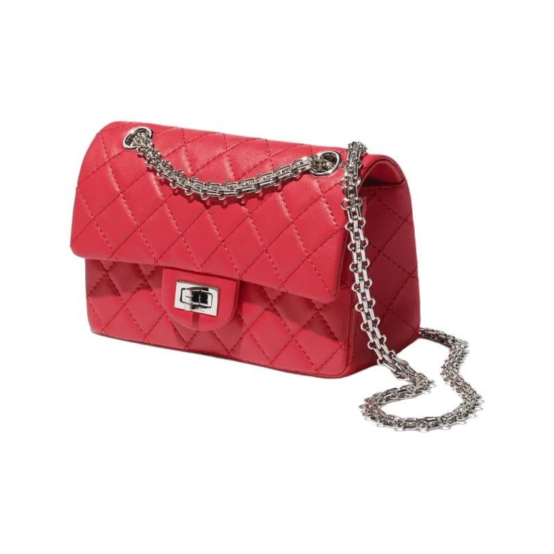 CHANEL Calfskin Crossbody Bag Shoulder Bag Mini Women's Deep Red-1