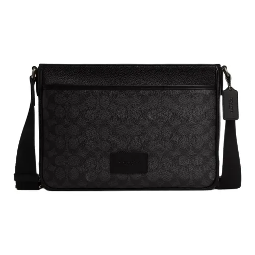 COACH DISTRICT Canvas Bag Shoulder Bag Crossbody Bag Large Size Men's Black