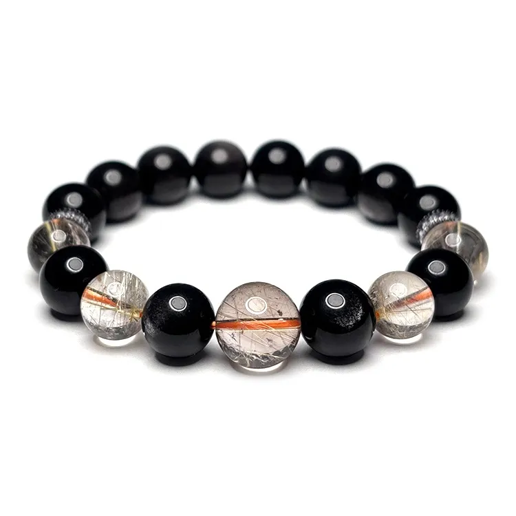 MOUNTAINS AND MANS Obsidian Luxury Good Luck Beaded Bracelet Unisex-0