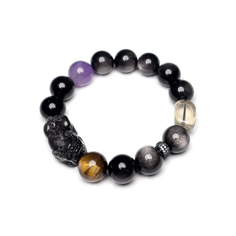 MOUNTAINS AND MANS Obsidian New Chinese Style Luxury Good Luck Beaded Bracelet Men's-4