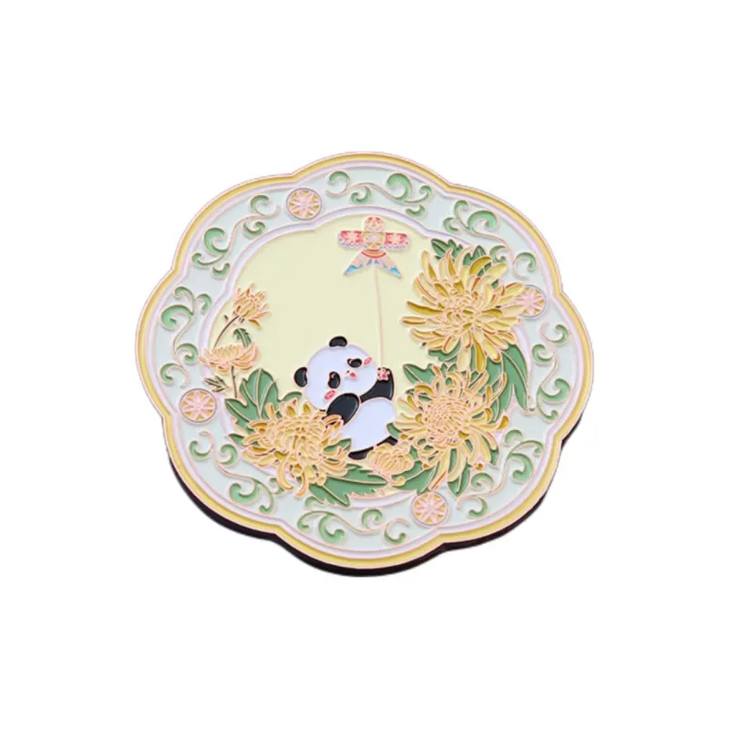 XIBI Metal Round Small Makeup Mirror In Chinese Style Cute Portable Miniature Pocket Mirror-0