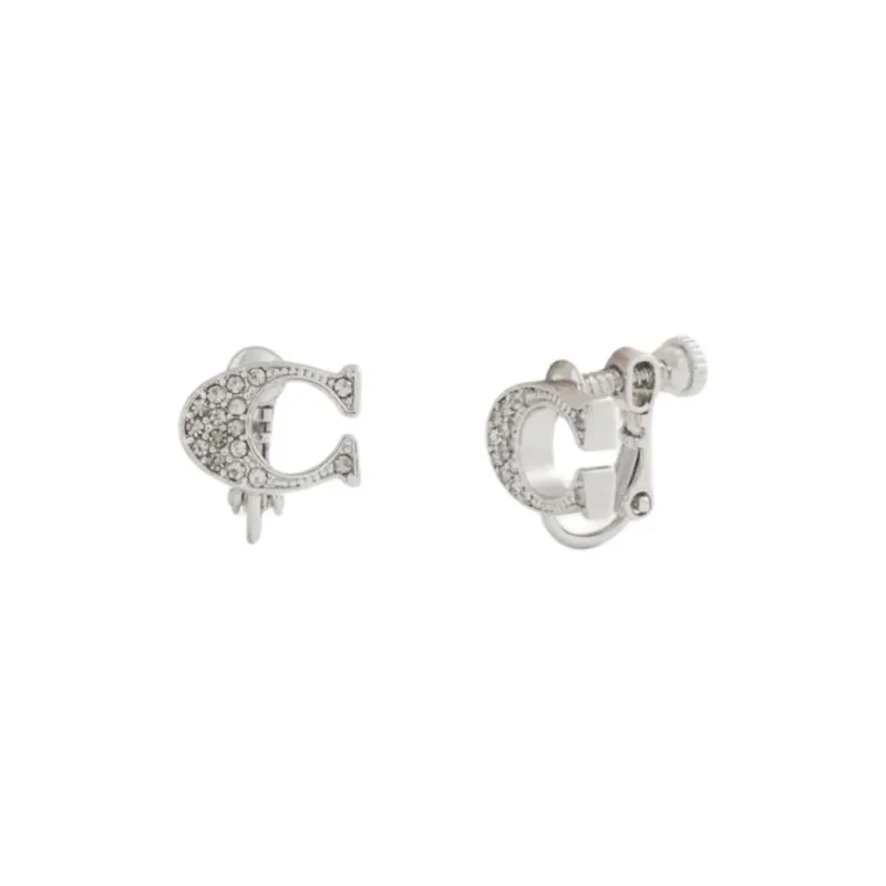 COACH Brass Plated Earrings Women's Silver-0