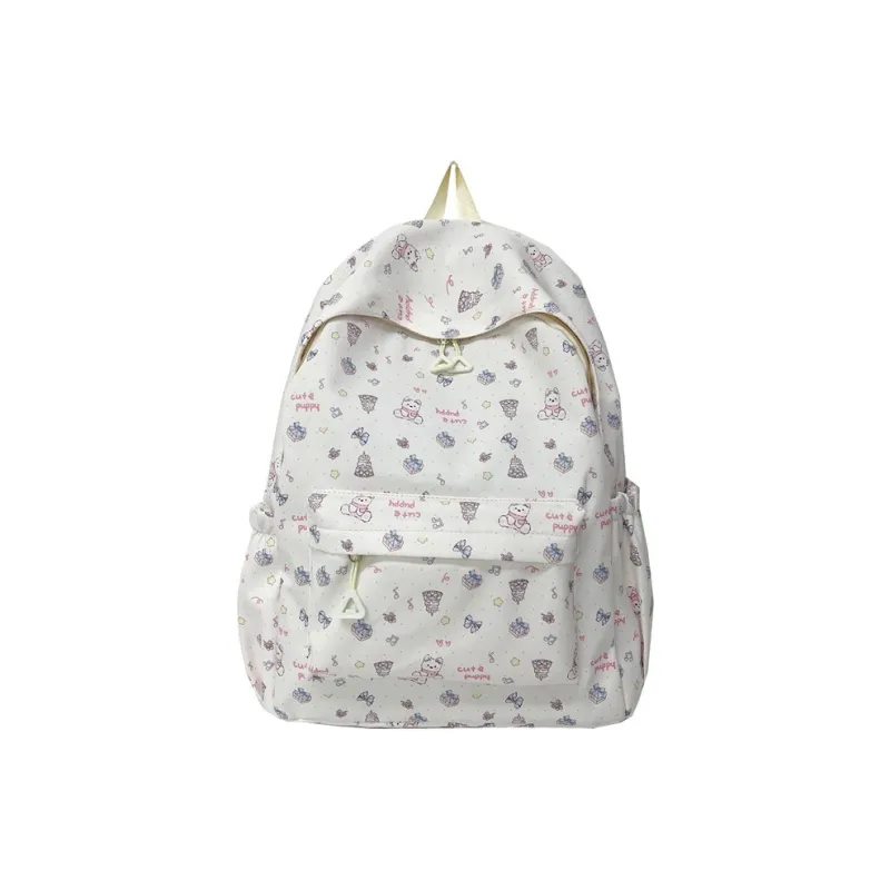 Yalu Nylon Backpack Unisex White/Green-0