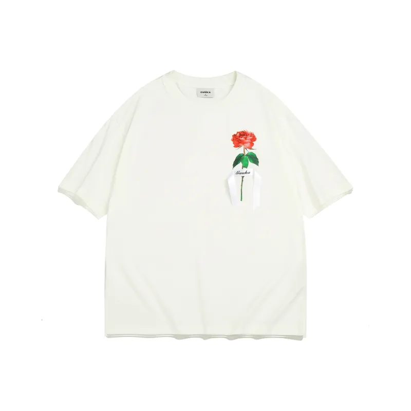Guuka Short Sleeved T Shirts Unisex Cream White-0