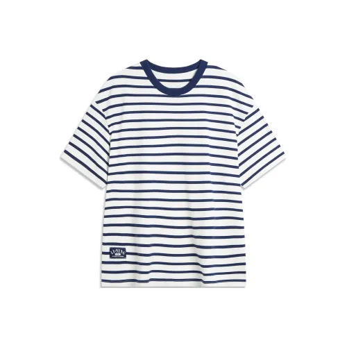 LiNing Weekend Youth T Shirt Unisex Ivory/Dark Ship Blue