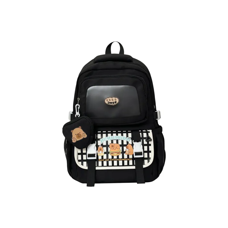 Deli Bear Polyester Backpack Unisex Pink/White/Yellow/Khaki/Black-20