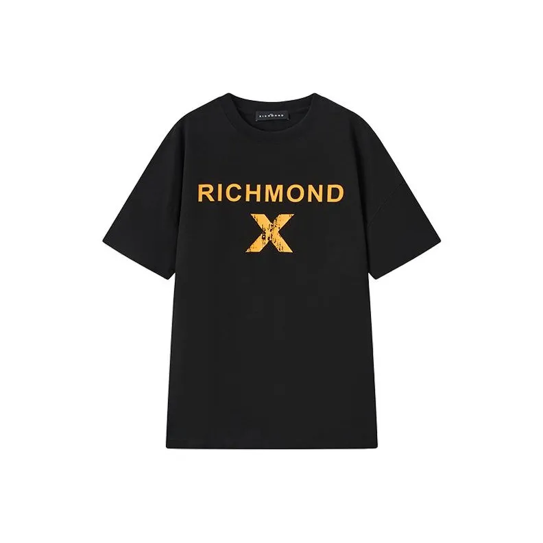 JOHN RICHMOND Letter Patterned Print Crew Neck Short Sleeved T Shirt Men's-1