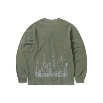 Thisisneverthat SS24 Flame Onyx L/S Tee Mud T Shirt Unisex Forest Green