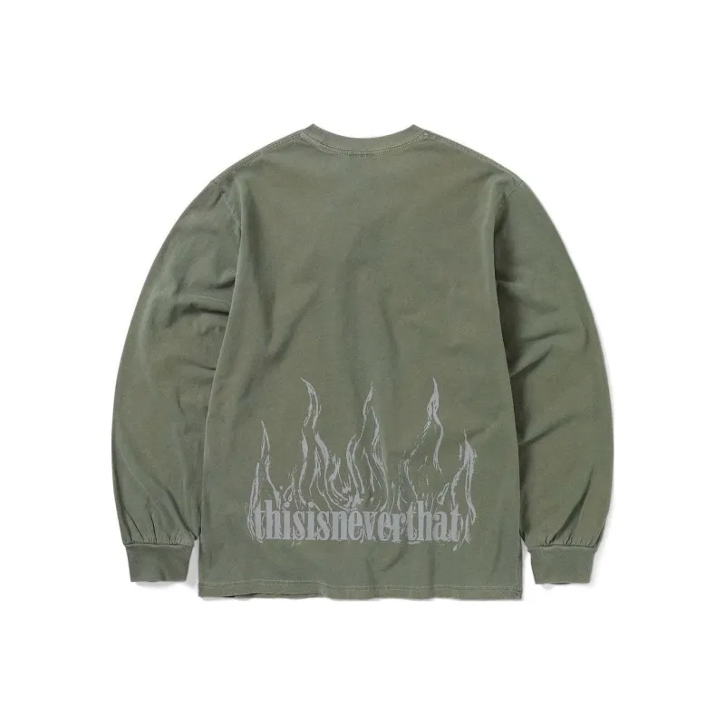 Thisisneverthat SS24 Flame Onyx L/S Tee Mud T Shirt Unisex Forest Green-0