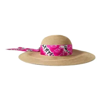 Valentino Paper Silk Polyester Viscose Cotton Sun Protection Hats Women's Beige