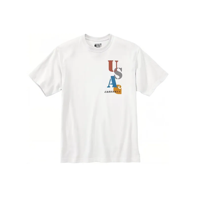 Carhartt 105753 MIDWEIGHT SHORT-SLEEVE USA GRAPHIC T-SHIRT T-Shirt RELAXED FIT Unisex White-0