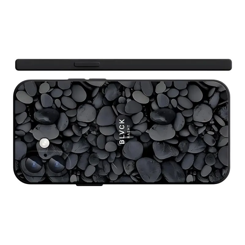 Wei Xin TPU Material Black Pebble Phone Cases Compatible With IPhone 16/15 Pro Max/Apple 13/14 Pro Max Collection-3