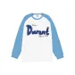 White Body with Light Blue Sleeves