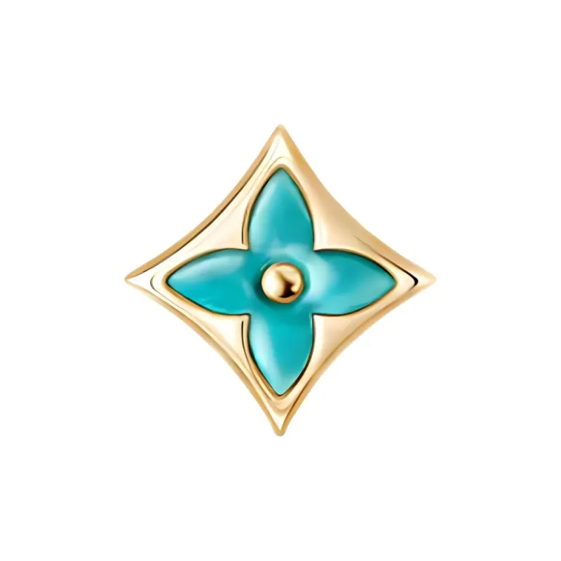 LOUIS VUITTON 18K Gold Stud Earrings Women's Green-0
