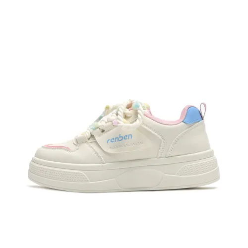 RENBEN Lightweight Breathable And Supportive Low Top Skateboard Shoes Women's Pink White