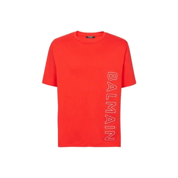 BALMAIN T shirt Balmain Embossé T Shirt Men's Red-0