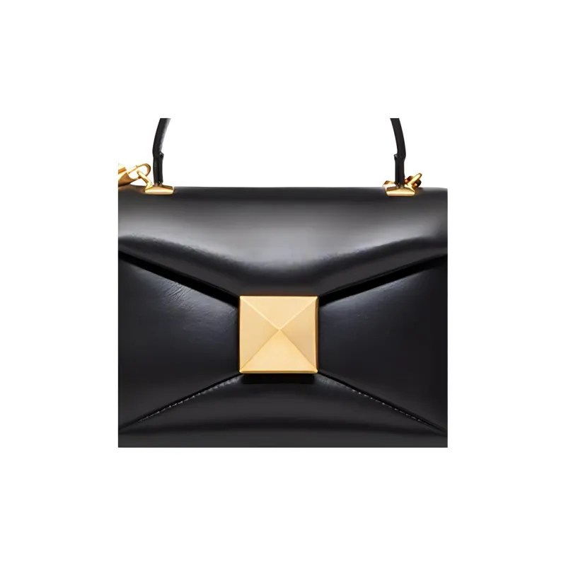Valentino One Stud Sheepskin Shoulder Bag, Crossbody Bag, Handbag Mini Women's Black-3