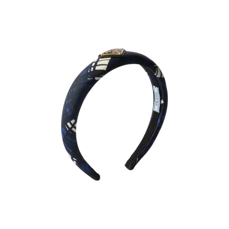 PRADA Recycled Polyamide, Enamel, Metal Headbands Women's Ink Blue-0