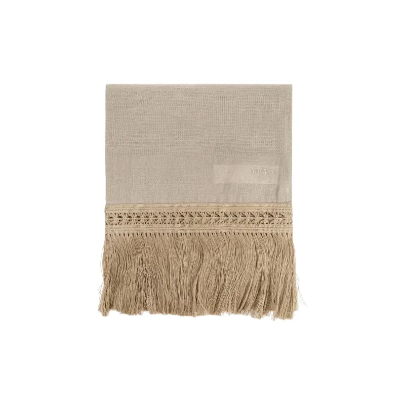 MaxMara Logo Embroidered Fringed Scarf-0