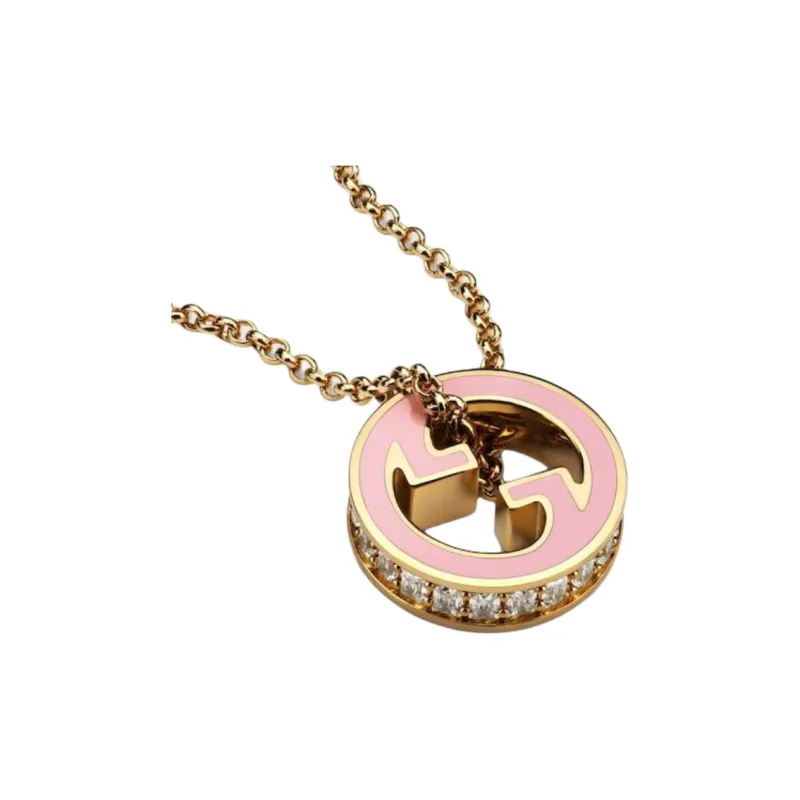 GUCCI Brass, Crystal, Enamel Necklaces Unisex Pink-2