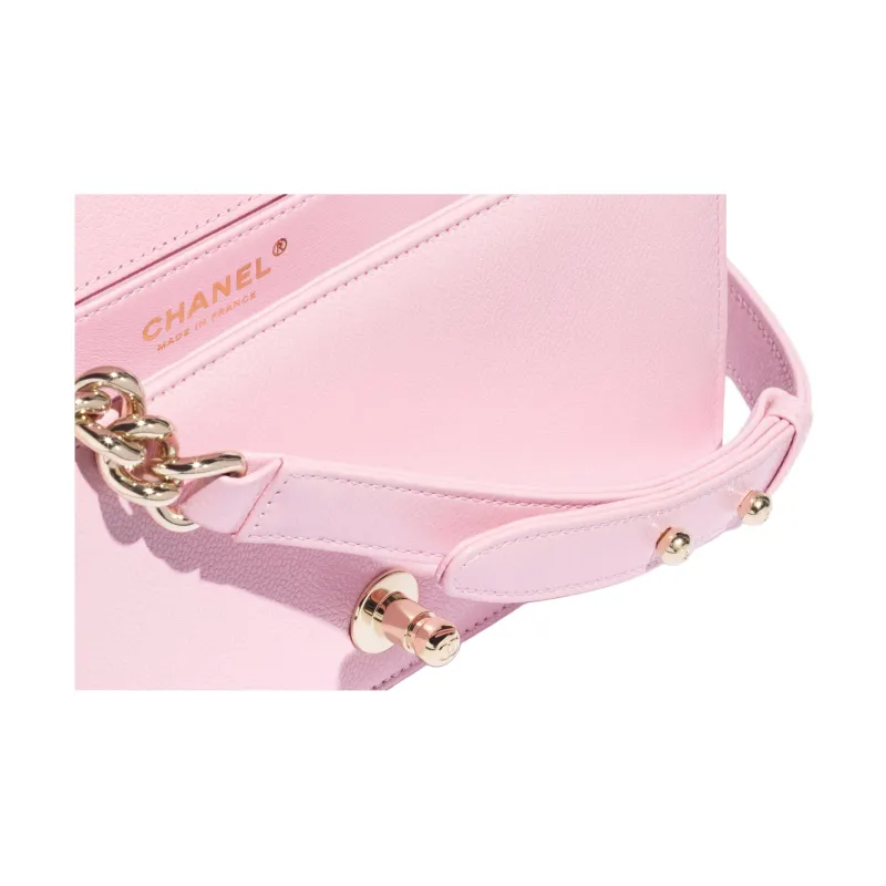CHANEL Calfskin Shoulder Bag Small Size Women's Light Pink Red-4
