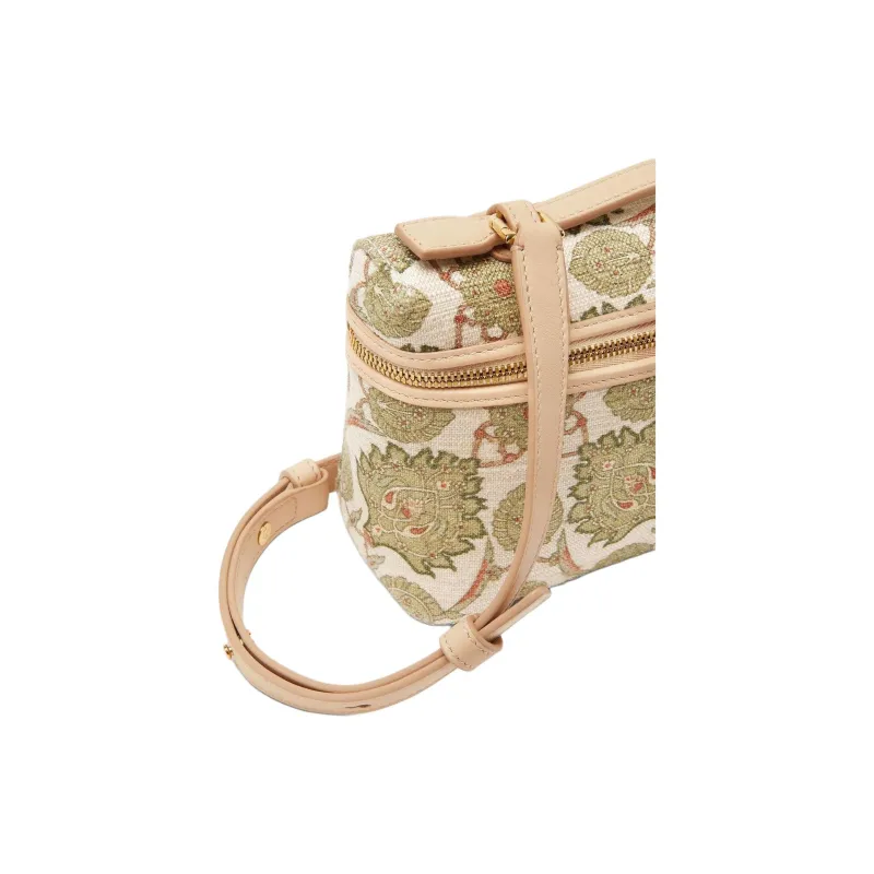 Loro Piana ExtraPocket Silk With Cow Leather One Shoulder Handbags Women's Sunset Glow & Green Fluorite & Sun Gold-4