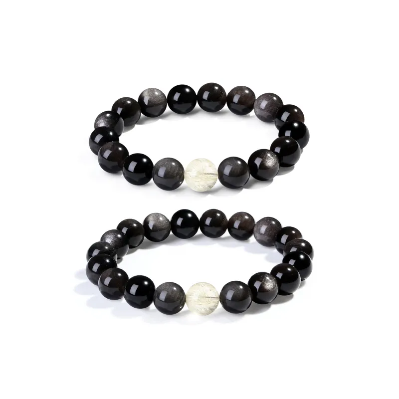 PUTUOSHANWENCHUANG Obsidian Bracelets Unisex-5