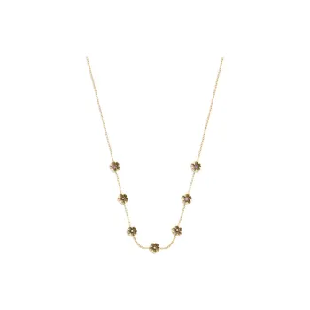 COACH Brass Plated, Glass, Cubic Zircon Necklaces Women's Gold