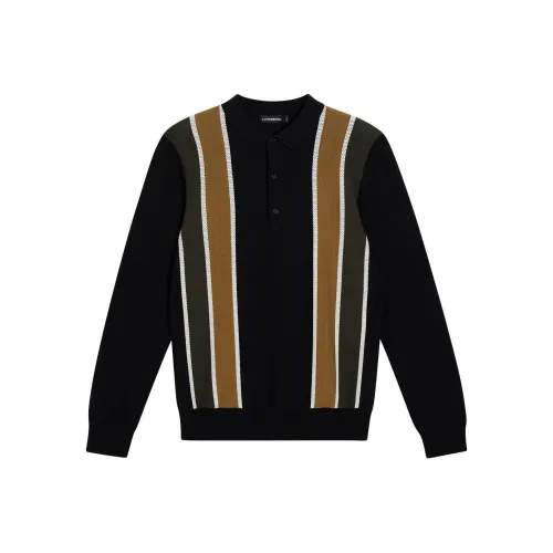 J.Lindeberg Heden Striped Knit Polo-Svart T-Shirt Men's Black