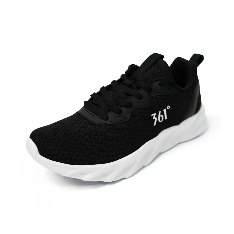 361° Anti Slip Wear Resistant Low Top Running Shoes Men's White Black-1