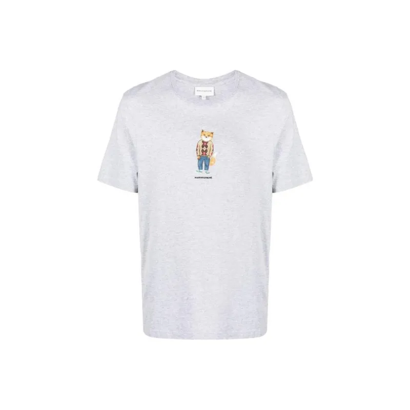 Maison Kitsune Graphic print Mélange effect Cotton T shirt-0